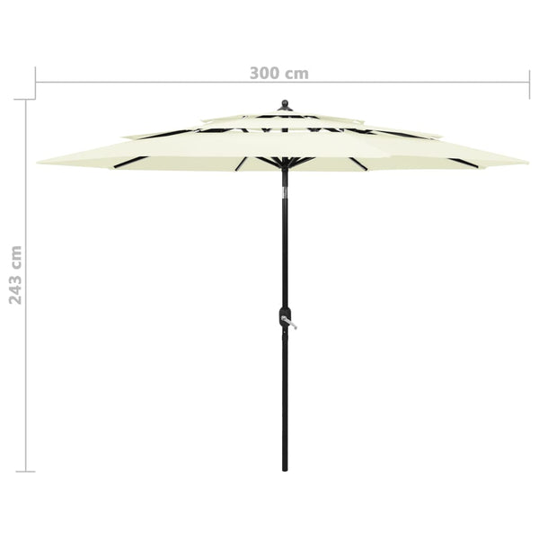 Sonnenschirm mit Aluminium-Mast 3-lagig Sandfarbe 3 m