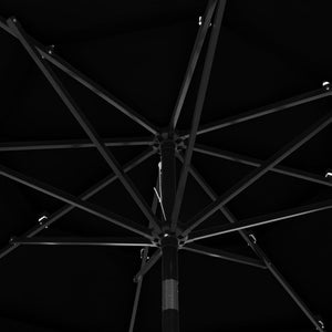 Sonnenschirm mit Aluminium-Mast 3-lagig Schwarz 3 m