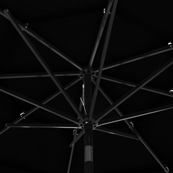 Sonnenschirm mit Aluminium-Mast 3-lagig Schwarz 3 m