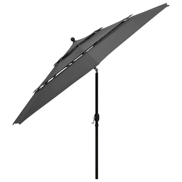 Sonnenschirm mit Aluminium-Mast 3-lagig Anthrazit 3,5 m