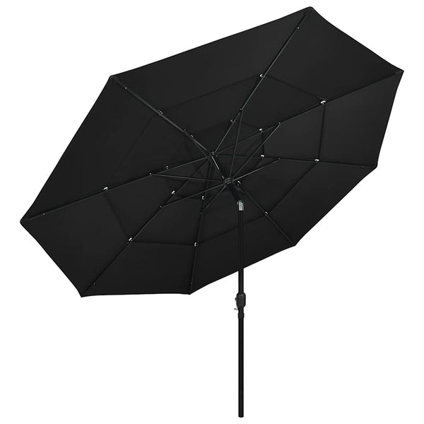 Sonnenschirm mit Aluminium-Mast 3-lagig Schwarz 3,5 m