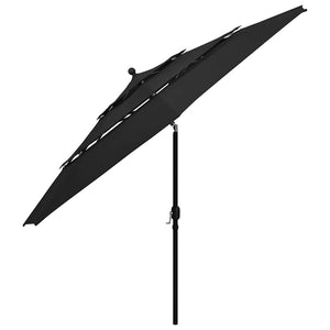 Sonnenschirm mit Aluminium-Mast 3-lagig Schwarz 3,5 m