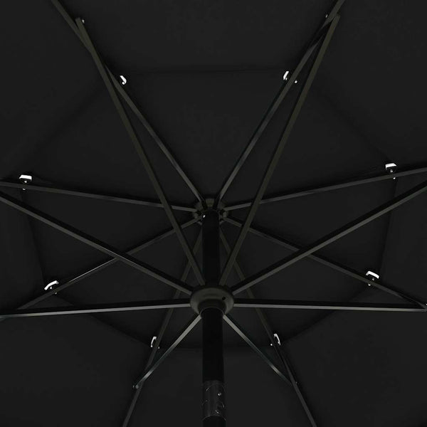 Sonnenschirm mit Aluminium-Mast 3-lagig Schwarz 3,5 m