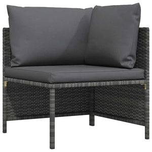 Modulares Ecksofa mit Kissen Grau Poly Rattan