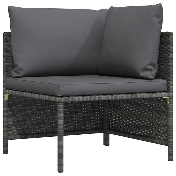 Modulares Ecksofa mit Kissen Grau Poly Rattan
