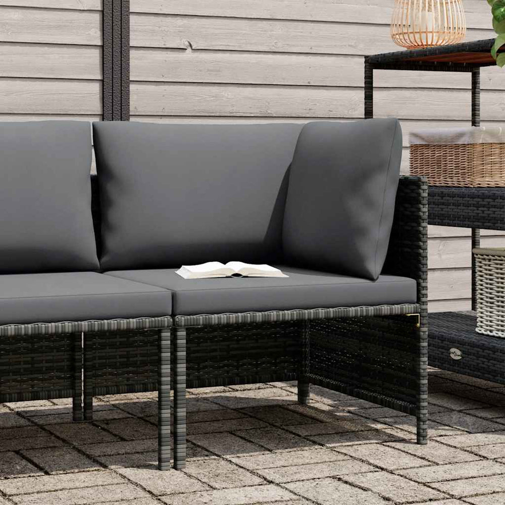 Modulares Ecksofa mit Kissen Grau Poly Rattan