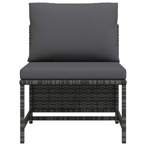 Modulares Mittelsofa mit Kissen Grau Poly Rattan