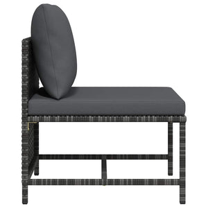 Modulares Mittelsofa mit Kissen Grau Poly Rattan