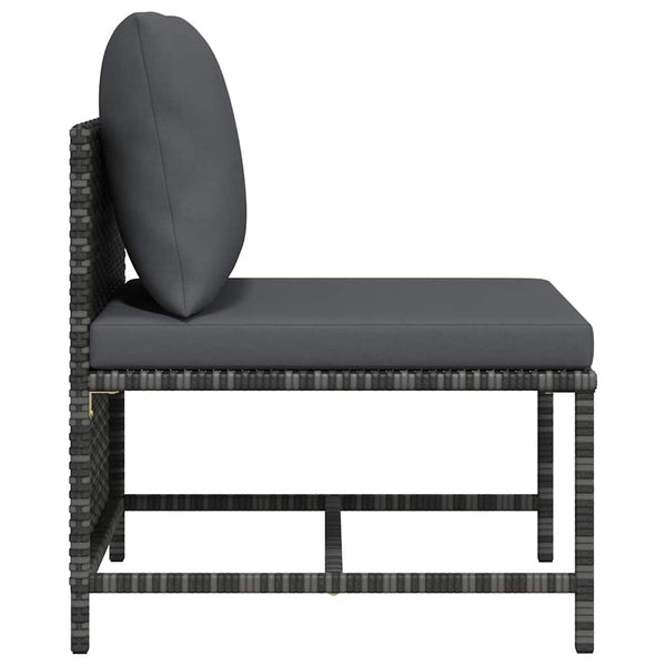 Modulares Mittelsofa mit Kissen Grau Poly Rattan
