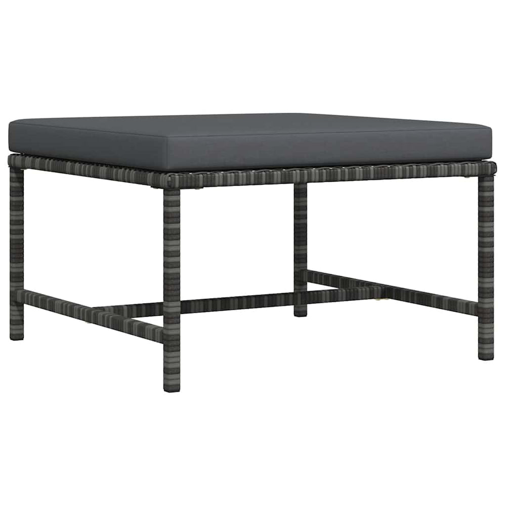 Modular-Fußhocker mit Kissen Grau Poly Rattan