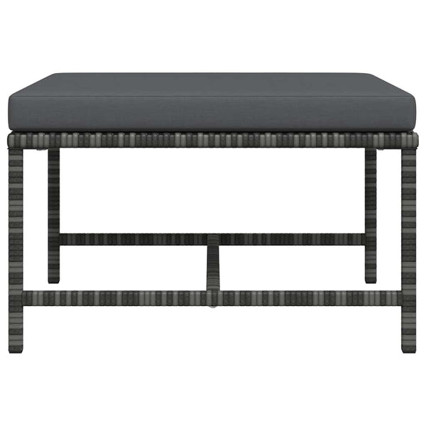 Modular-Fußhocker mit Kissen Grau Poly Rattan