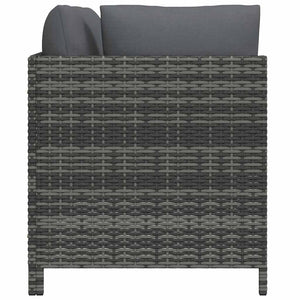 2-Sitzer-Gartensofa mit Polstern Grau Poly Rattan