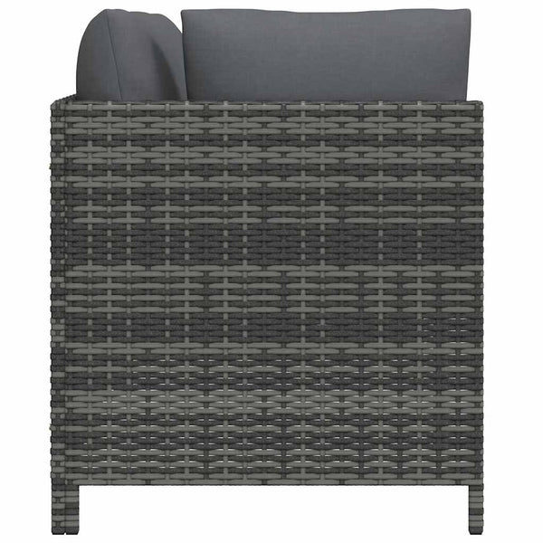2-Sitzer-Gartensofa mit Polstern Grau Poly Rattan