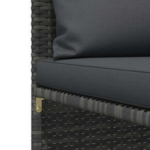 2-Sitzer-Gartensofa mit Polstern Grau Poly Rattan