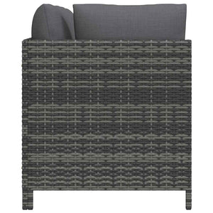 4-Sitzer-Gartensofa mit Kissen Grau Poly Rattan