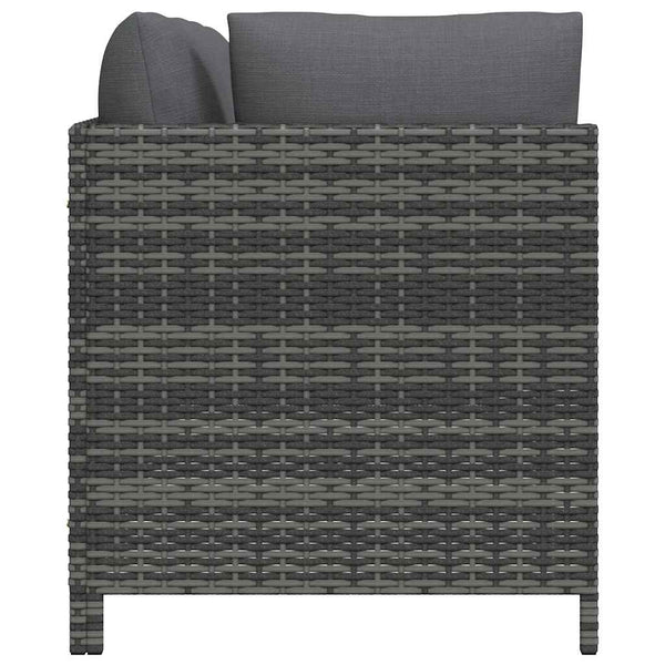 4-Sitzer-Gartensofa mit Kissen Grau Poly Rattan