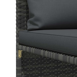 4-Sitzer-Gartensofa mit Kissen Grau Poly Rattan
