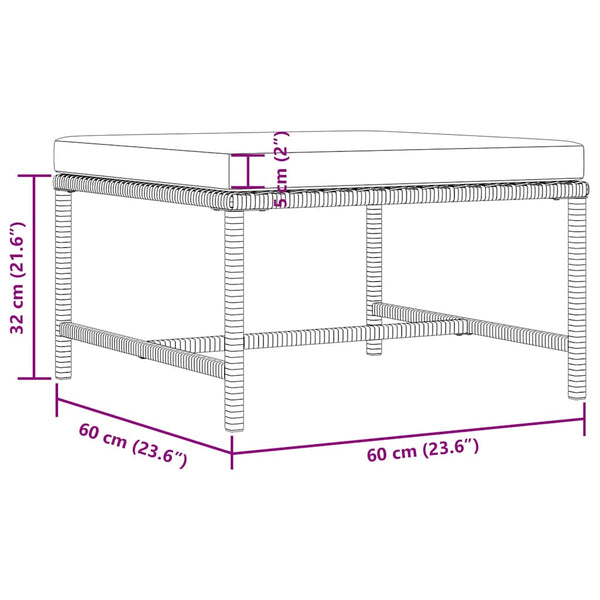 4-tlg. Garten-Sofagarnitur mit Auflagen Poly Rattan Grau