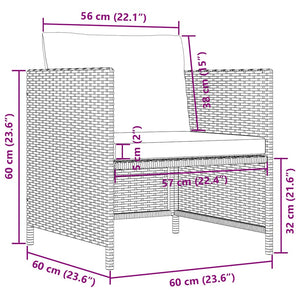 4-tlg. Garten-Sofagarnitur mit Auflagen Poly Rattan Grau