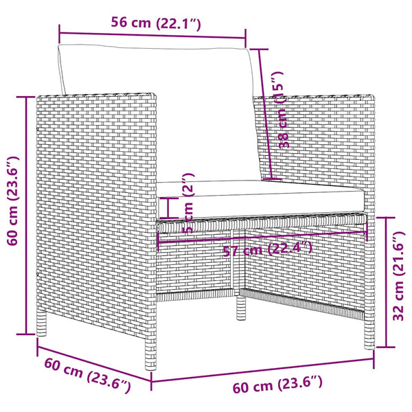 4-tlg. Garten-Sofagarnitur mit Auflagen Poly Rattan Grau