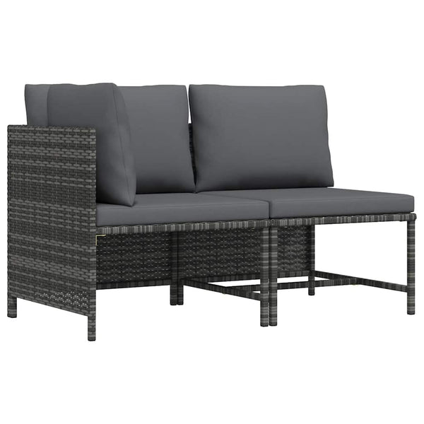 2-tlg. Garten-Sofagarnitur mit Auflagen Poly Rattan Grau