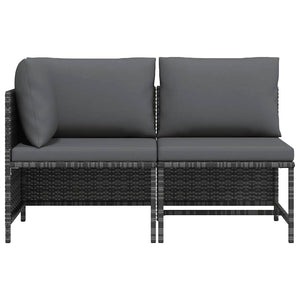 2-tlg. Garten-Sofagarnitur mit Auflagen Poly Rattan Grau