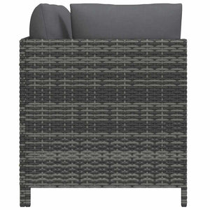 2-tlg. Garten-Sofagarnitur mit Auflagen Poly Rattan Grau