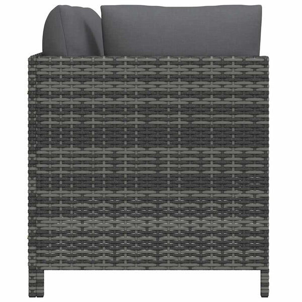 2-tlg. Garten-Sofagarnitur mit Auflagen Poly Rattan Grau