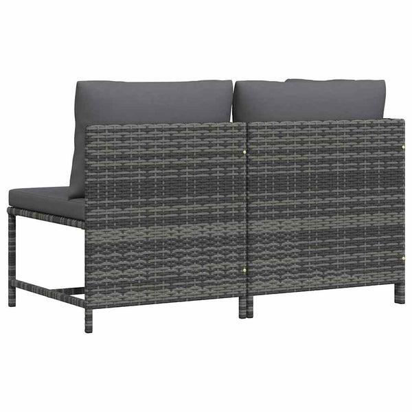 2-tlg. Garten-Sofagarnitur mit Auflagen Poly Rattan Grau