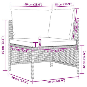 2-tlg. Garten-Sofagarnitur mit Auflagen Poly Rattan Grau