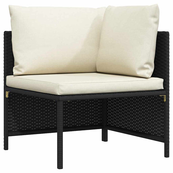 Modular-Ecksofa mit Kissen Schwarz Poly Rattan
