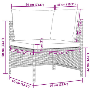 Modular-Ecksofa mit Kissen Schwarz Poly Rattan