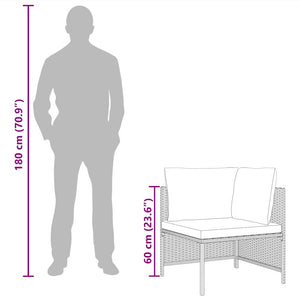 Modular-Ecksofa mit Kissen Schwarz Poly Rattan