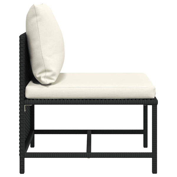 Modular-Mittelsofa mit Kissen Schwarz Poly Rattan