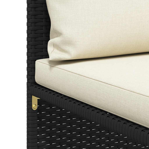 Modular-Mittelsofa mit Kissen Schwarz Poly Rattan