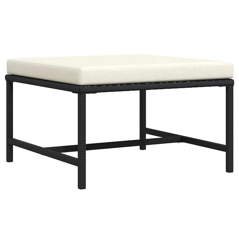 Modular-Fußhocker mit Kissen Schwarz Poly Rattan