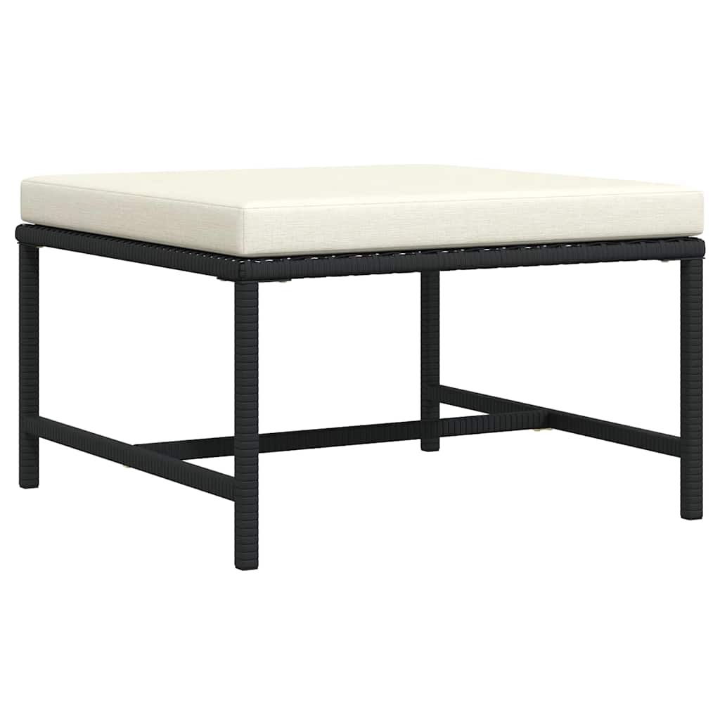 Modular-Fußhocker mit Kissen Schwarz Poly Rattan