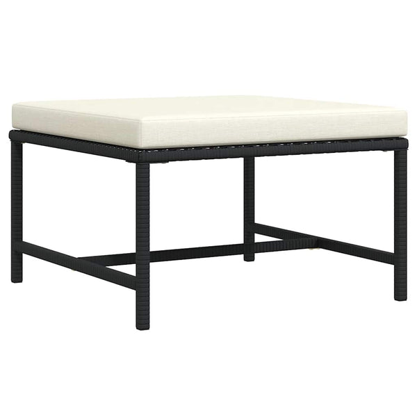Modular-Fußhocker mit Kissen Schwarz Poly Rattan