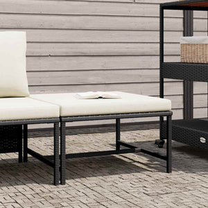 Modular-Fußhocker mit Kissen Schwarz Poly Rattan