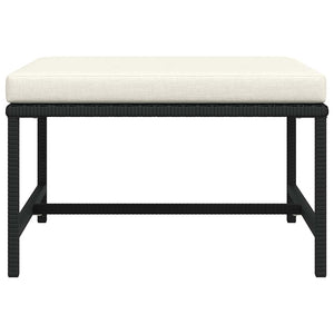 Modular-Fußhocker mit Kissen Schwarz Poly Rattan