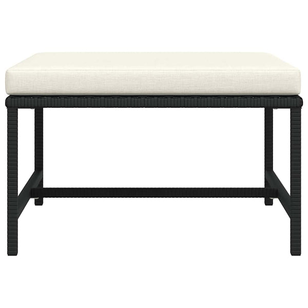 Modular-Fußhocker mit Kissen Schwarz Poly Rattan