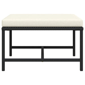 Modular-Fußhocker mit Kissen Schwarz Poly Rattan