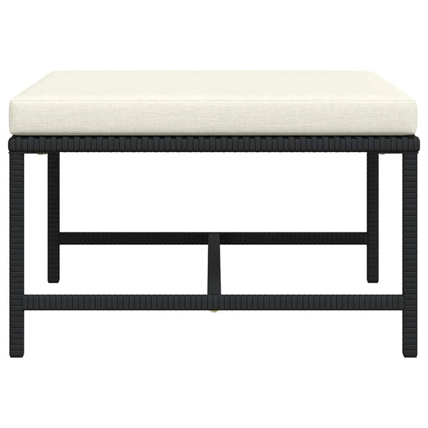 Modular-Fußhocker mit Kissen Schwarz Poly Rattan