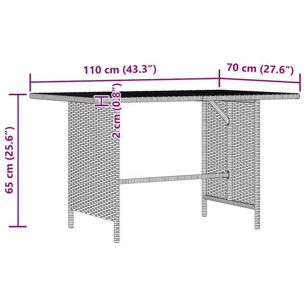 Garten-Esstisch Schwarz 110x70x65 cm Poly Rattan