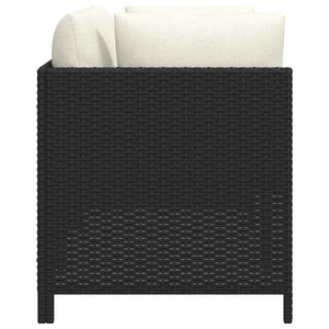 2-Sitzer-Gartensofa mit Kissen Schwarz Poly Rattan