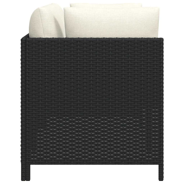 2-Sitzer-Gartensofa mit Kissen Schwarz Poly Rattan