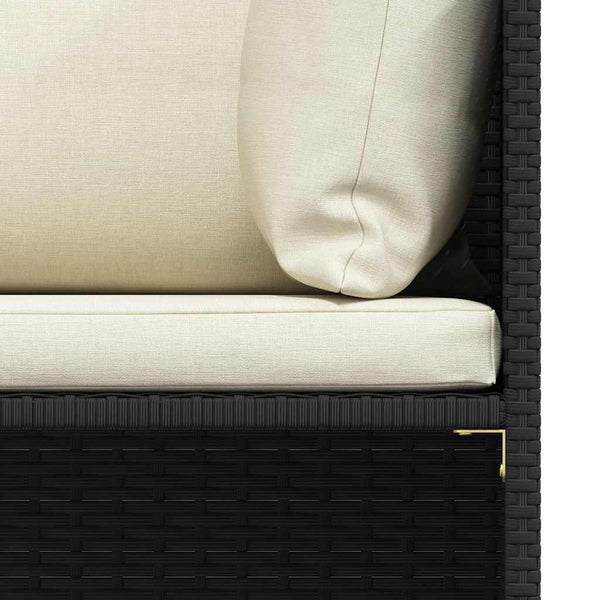 4-Sitzer-Gartensofa mit Auflagen Schwarz Poly Rattan
