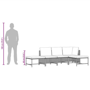 5-tlg. Garten-Sofagarnitur mit Auflagen Schwarz Poly Rattan