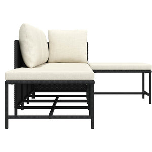 5-tlg. Garten-Sofagarnitur mit Auflagen Schwarz Poly Rattan