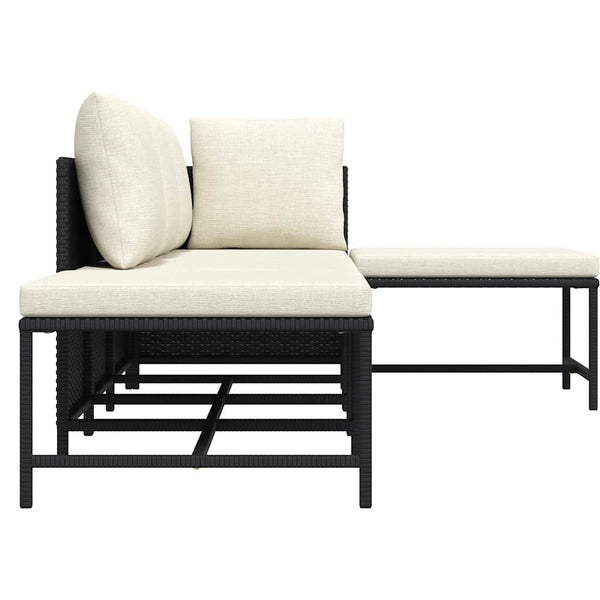 5-tlg. Garten-Sofagarnitur mit Auflagen Schwarz Poly Rattan